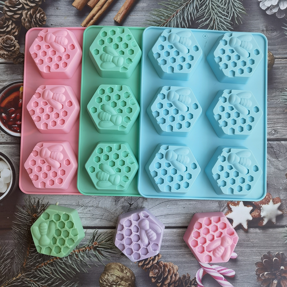 Soap Making Lye - Silicone Hexagonal Bee Soap Mold for