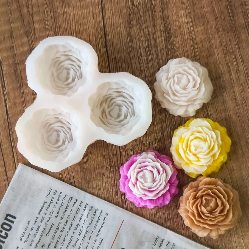 Soap Making Lye - Peony Flower Candle Silicone Mold 3D